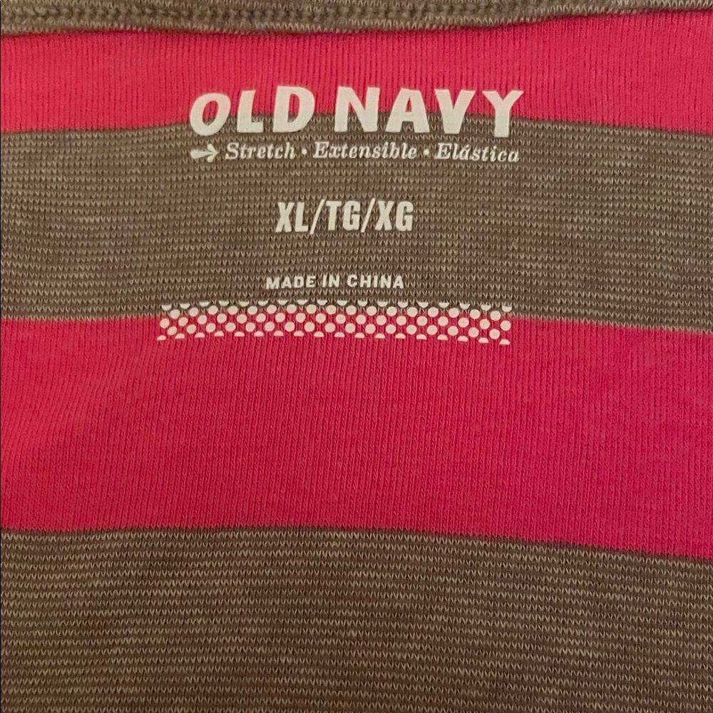 Old Navy Woman’s Vibrant Pink and Gray Striped Top,XL - Picture 2 of 4